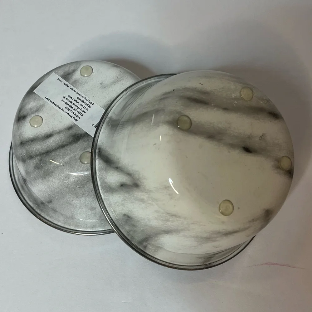 2 Pk Hydro Selecta Pet Bowl with Silicone Feet & HydroFilm 450ML Marble/Gray NEW